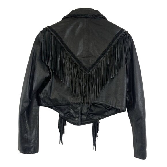 Wilsons Black Leather Women's Fringe Leather Jacket, Sz Medium, Biker Streetwear - Picture 3 of 3